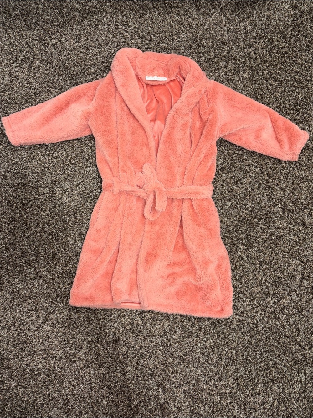 Plush Coral Kids Robe with Tie Belt